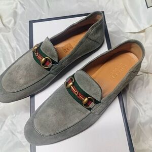 Gucci Moccasin Leather Suede Loafers Men US 8
